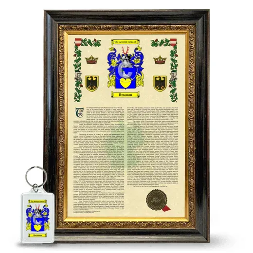 Herzman Framed Armorial History and Keychain - Heirloom