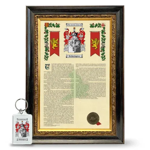 Hetherington Framed Armorial History and Keychain - Heirloom