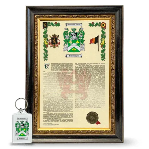 Heydenrych Framed Armorial History and Keychain - Heirloom