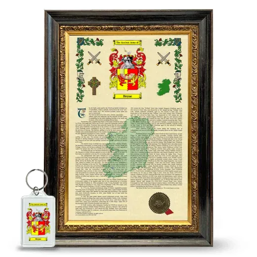 Heyne Framed Armorial History and Keychain - Heirloom
