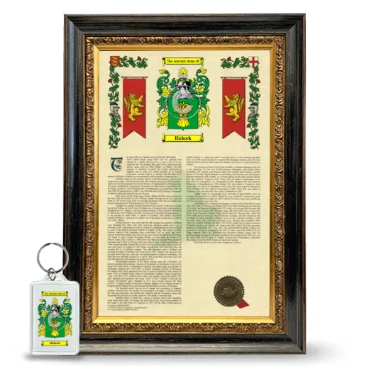 Hickock Framed Armorial History and Keychain - Heirloom