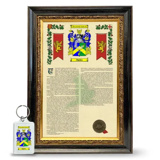 Higdan Framed Armorial History and Keychain - Heirloom
