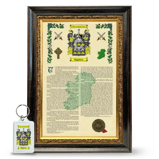Higginson Framed Armorial History and Keychain - Heirloom