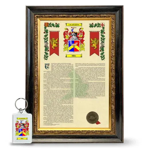 Hiles Framed Armorial History and Keychain - Heirloom