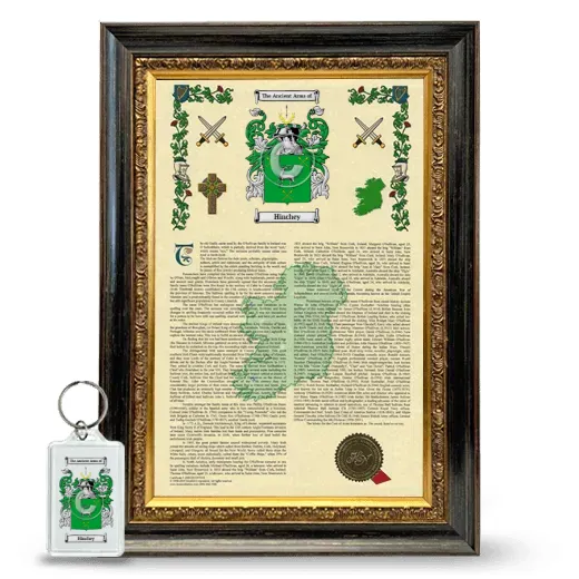 Hinchey Framed Armorial History and Keychain - Heirloom