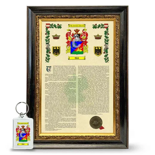 Hink Framed Armorial History and Keychain - Heirloom