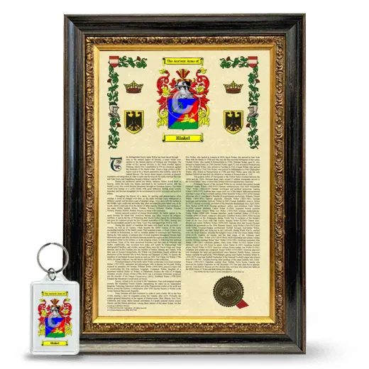 Hinkel Framed Armorial History and Keychain - Heirloom
