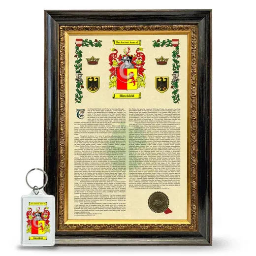 Hirschfeld Framed Armorial History and Keychain - Heirloom