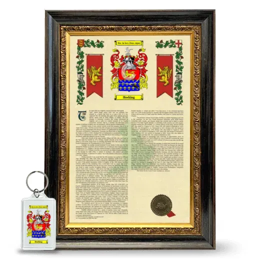 Hocking Framed Armorial History and Keychain - Heirloom