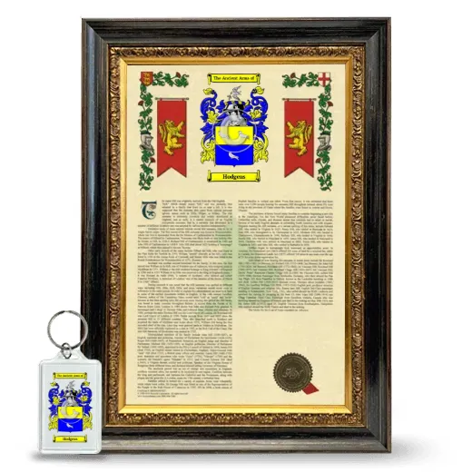Hodgens Framed Armorial History and Keychain - Heirloom