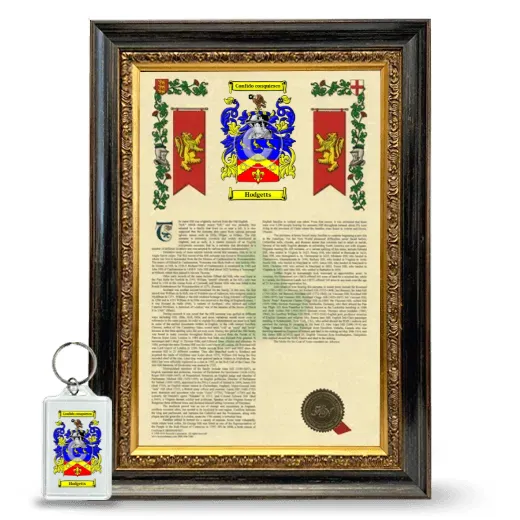 Hodgetts Framed Armorial History and Keychain - Heirloom