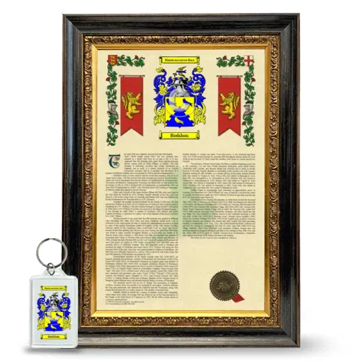 Hodshon Framed Armorial History and Keychain - Heirloom
