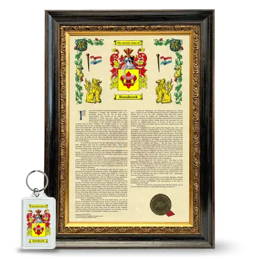 Hoensbroeck Framed Armorial History and Keychain - Heirloom