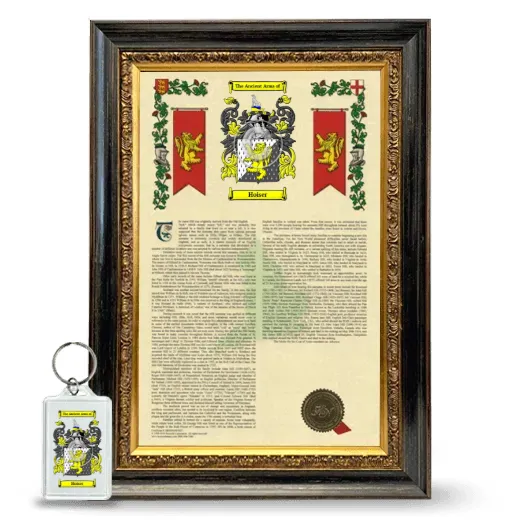 Hoiser Framed Armorial History and Keychain - Heirloom