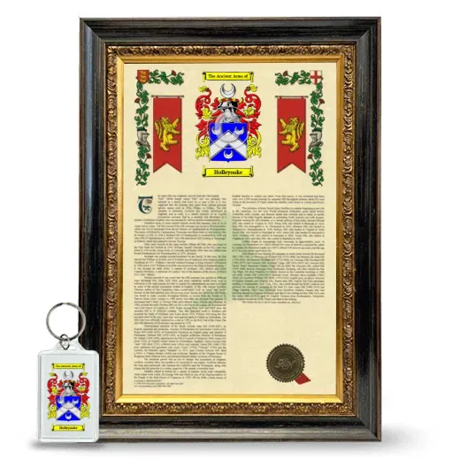 Holleyoake Framed Armorial History and Keychain - Heirloom