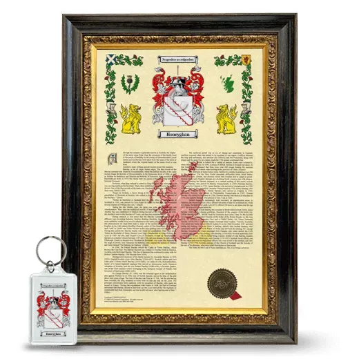 Honeyghan Framed Armorial History and Keychain - Heirloom