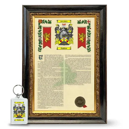Hopkyns Framed Armorial History and Keychain - Heirloom