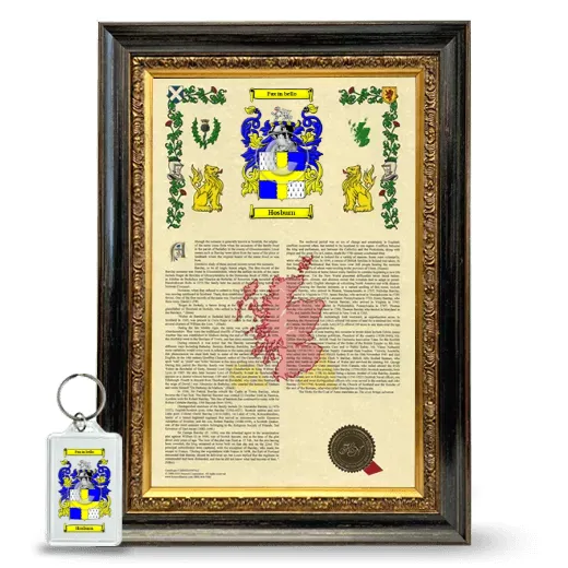 Hosburn Framed Armorial History and Keychain - Heirloom
