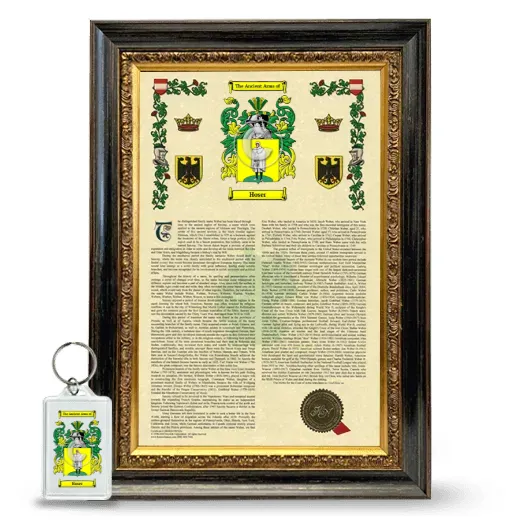 Hoser Framed Armorial History and Keychain - Heirloom