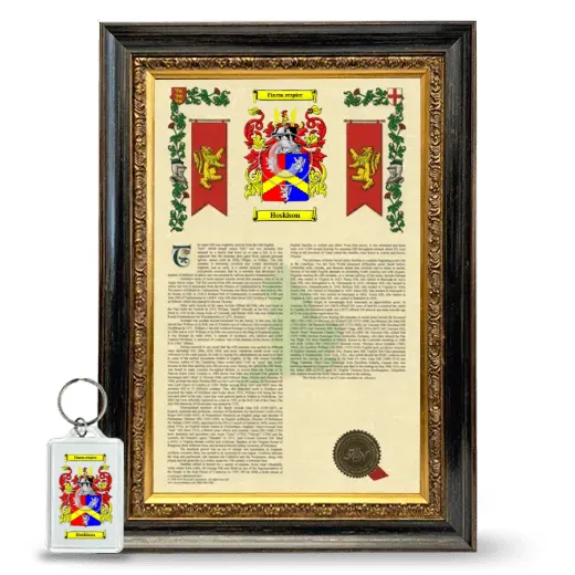Hoskison Framed Armorial History and Keychain - Heirloom
