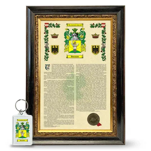 Hossman Framed Armorial History and Keychain - Heirloom