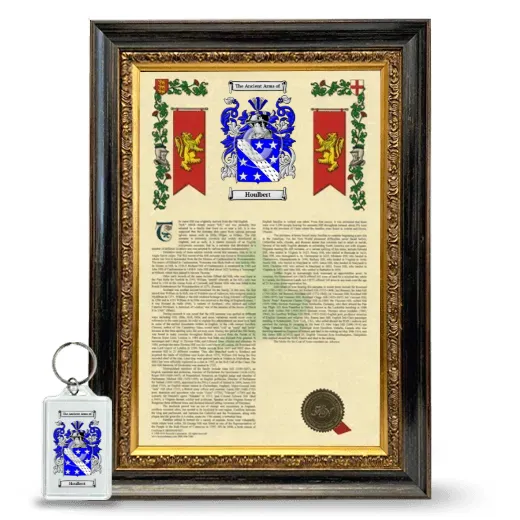 Houlbert Framed Armorial History and Keychain - Heirloom