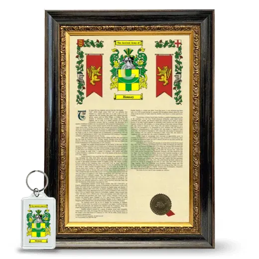 Housay Framed Armorial History and Keychain - Heirloom