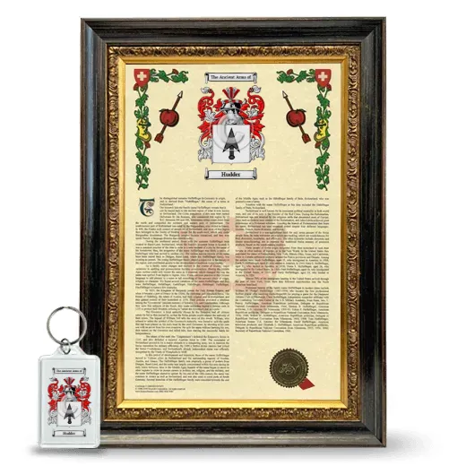 Hudder Framed Armorial History and Keychain - Heirloom