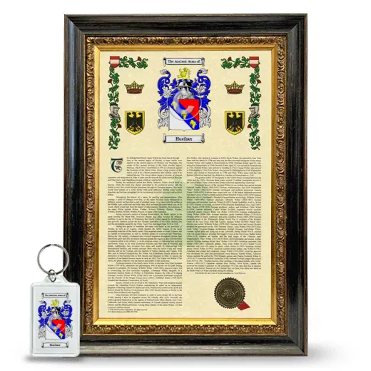 Huefner Framed Armorial History and Keychain - Heirloom