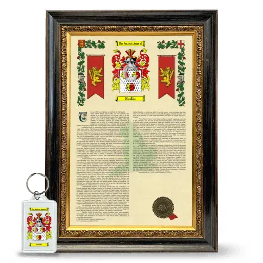 Huelin Framed Armorial History and Keychain - Heirloom