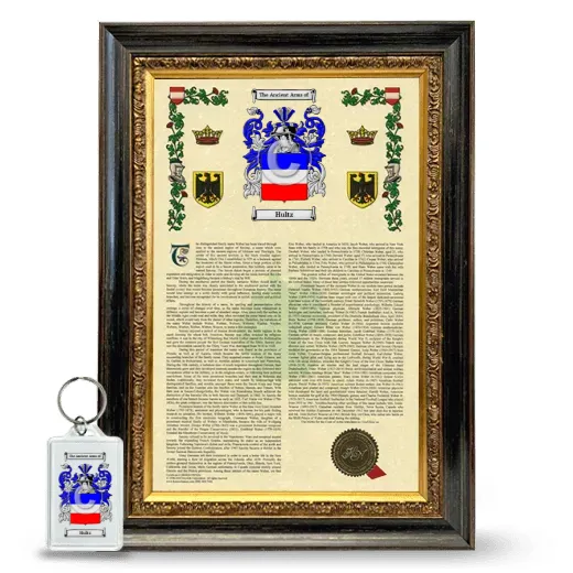 Hultz Framed Armorial History and Keychain - Heirloom