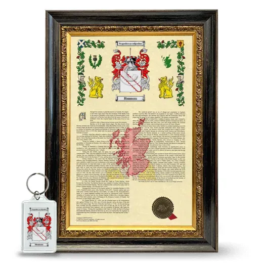 Hunman Framed Armorial History and Keychain - Heirloom