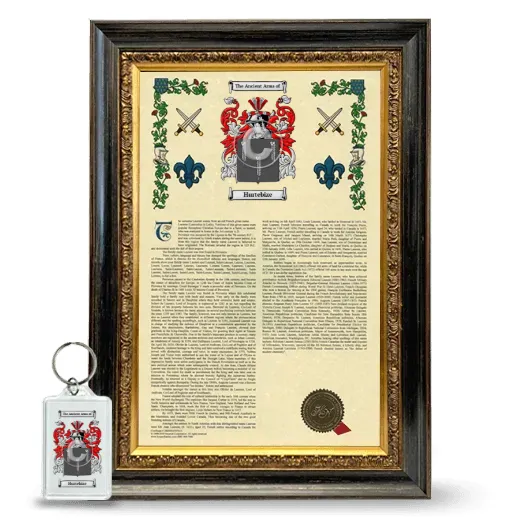 Hurtebize Framed Armorial History and Keychain - Heirloom