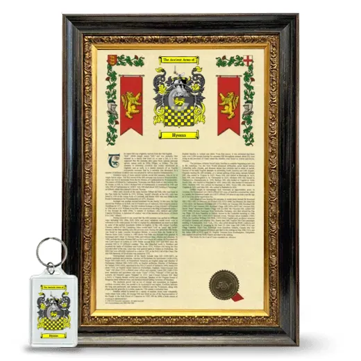 Hyoms Framed Armorial History and Keychain - Heirloom
