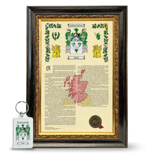 Irvan Framed Armorial History and Keychain - Heirloom