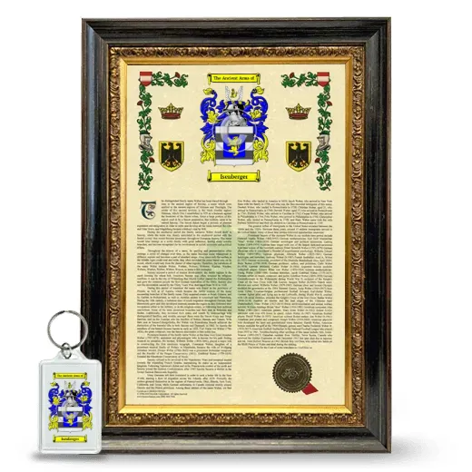 Isenberger Framed Armorial History and Keychain - Heirloom