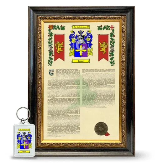 Issaac Framed Armorial History and Keychain - Heirloom