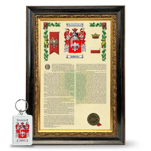 Jackiewicz Framed Armorial History and Keychain - Heirloom