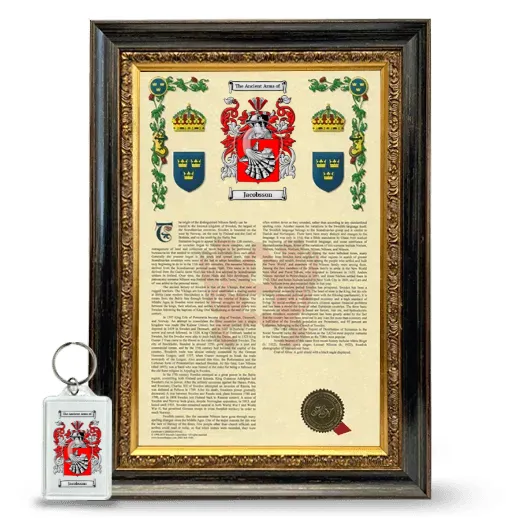 Jacobsson Framed Armorial History and Keychain - Heirloom