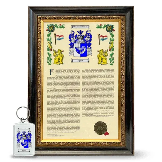 Jagers Framed Armorial History and Keychain - Heirloom