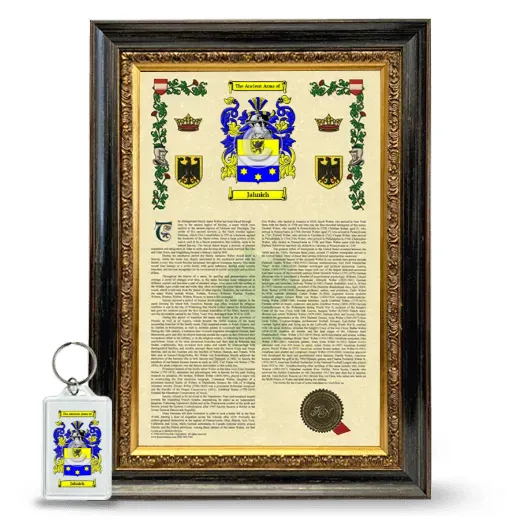 Jahnich Framed Armorial History and Keychain - Heirloom
