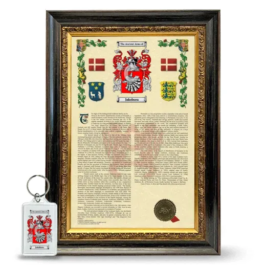 Jakobsen Framed Armorial History and Keychain - Heirloom