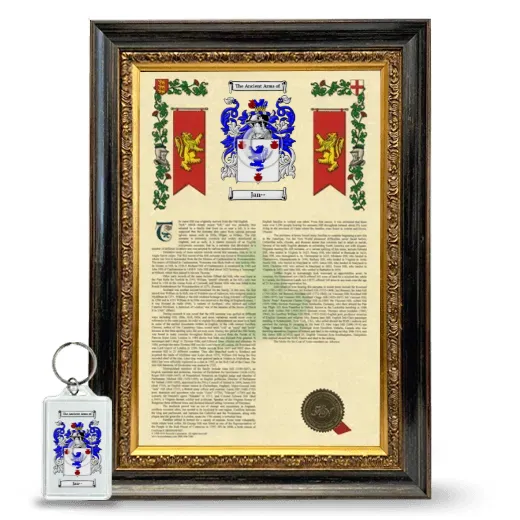 Jan-- Framed Armorial History and Keychain - Heirloom
