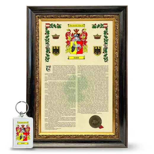 Janick Framed Armorial History and Keychain - Heirloom