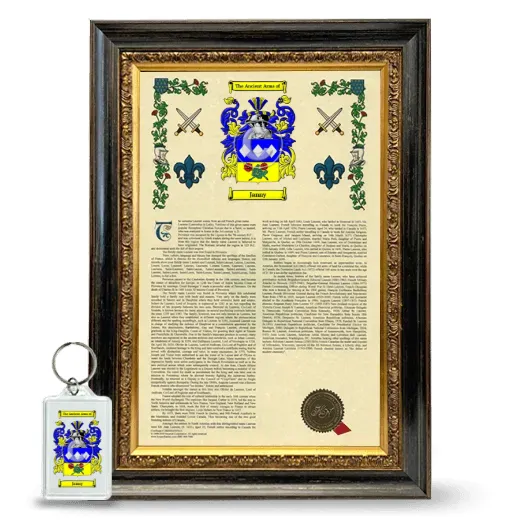 Janny Framed Armorial History and Keychain - Heirloom