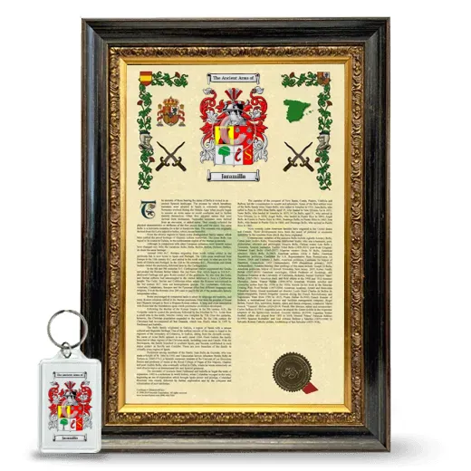 Jaramilla Framed Armorial History and Keychain - Heirloom