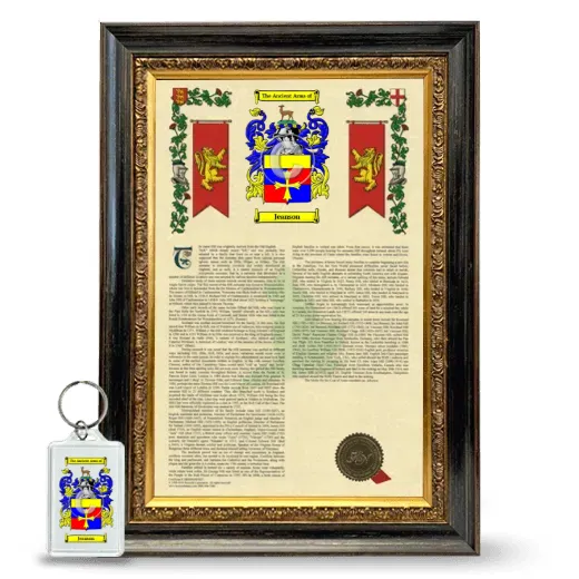 Jeanson Framed Armorial History and Keychain - Heirloom