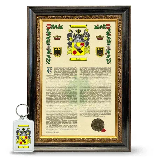 Jegle Framed Armorial History and Keychain - Heirloom