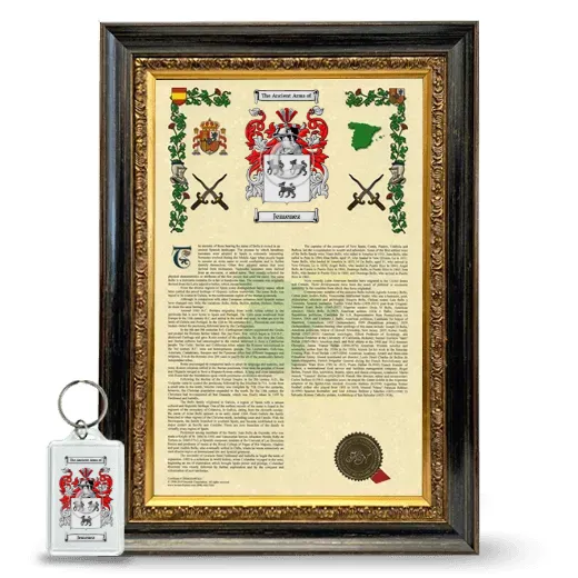 Jemenez Framed Armorial History and Keychain - Heirloom