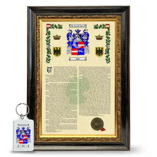Jina Framed Armorial History and Keychain - Heirloom